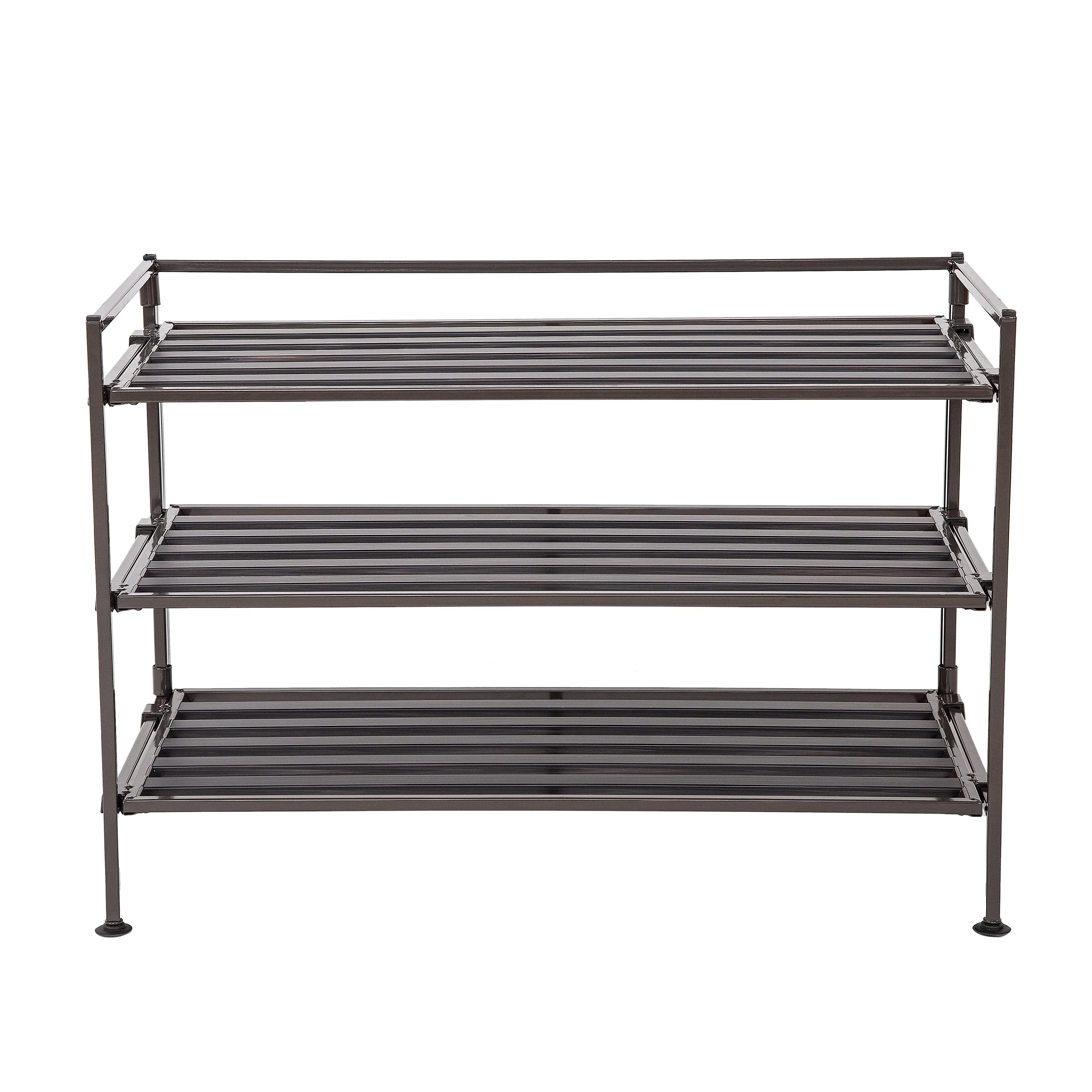 3-Tier Resin Slatted Shoe Rack, Espresso