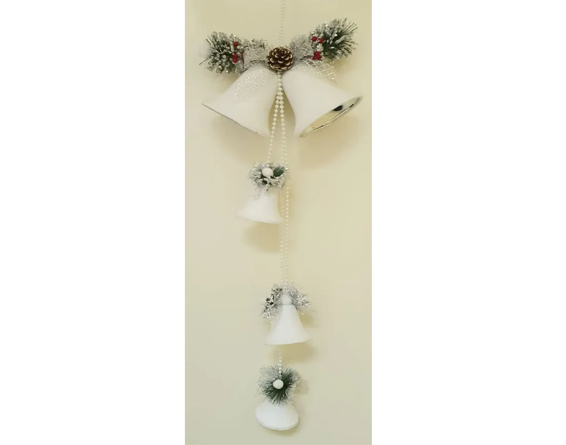 5 White Snow Bells - Hanging Xmas Decoration