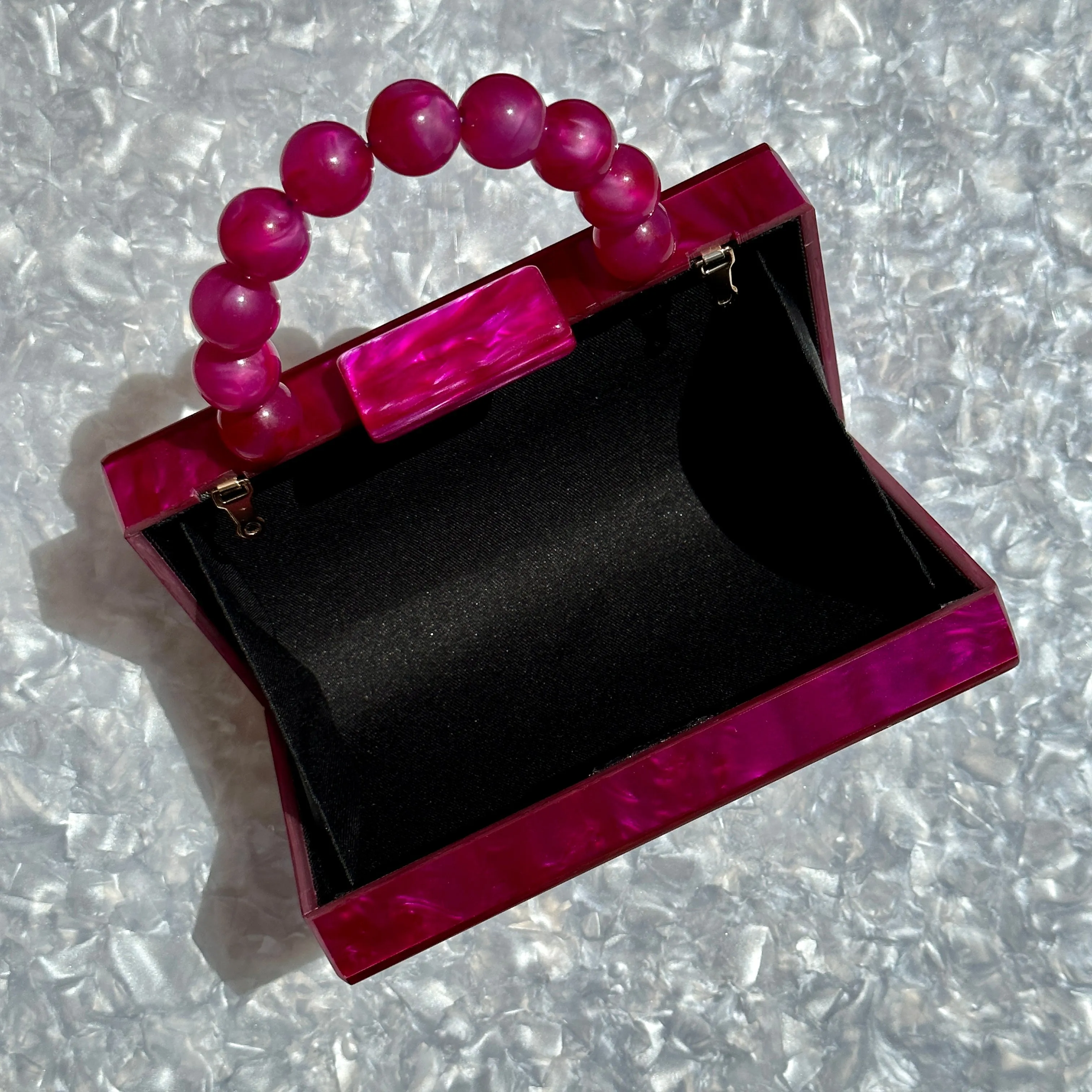 Acrylic Party Box in Magenta with Beaded Handle
