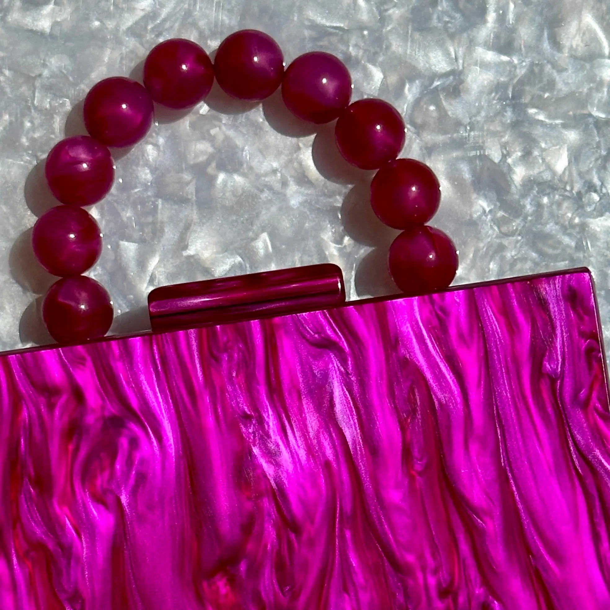 Acrylic Party Box in Magenta with Beaded Handle
