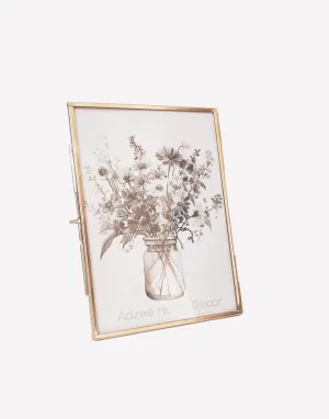 Adzee Home Decor Vertical Antique Gold Brass Vintage Photo Frame for table | With Sliding Lock For Display And Office Dcor Accessory (Brass Rectangular, 4 X 6 In)(Tabletop;Wall Mount)