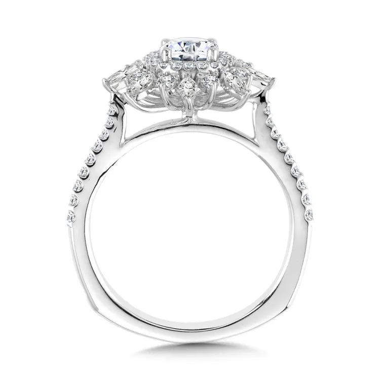Floral Double Halo Diamond Engagement Ring