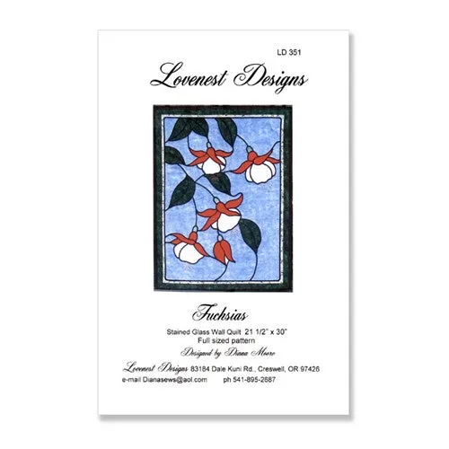 Fuchsias Stained Glass Quilt by Lovenest Designs