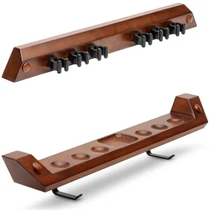 GoSports Wall Mounted Pool Cue Stick Holder - Brown