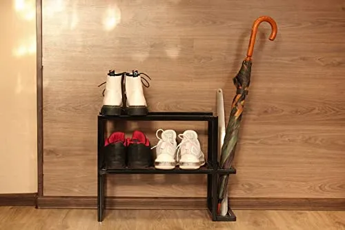 INDIAN DECOR. 12501 Modern Shoe Rack Entryway, Entryway Shoe Organization, Shelf For Shoe Metal, Small Shoe Rack, Boot Rack, Boot Stand - Black