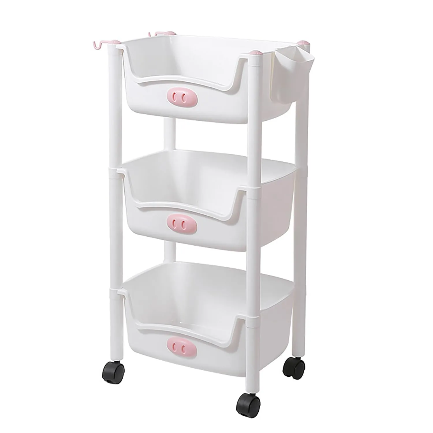 Kuber Industries 3-Layer Rack for Storage | Slim Storage Organizer Rack | Laundry Organizers and Storage Racks | Side Rack for Kitchen - White
