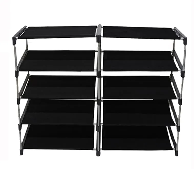 PHILOSHOP Multipurpose 8-Tiers Shoe Rack with Dustproof Zip Cover, Multiuse Wide Space Storage Rack Made by Non Woven Fabric for footwear, Toys, Clothes (8 Shelves, Grey)