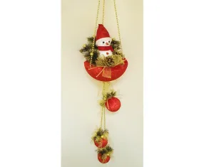 Snowman in red basket with baubles